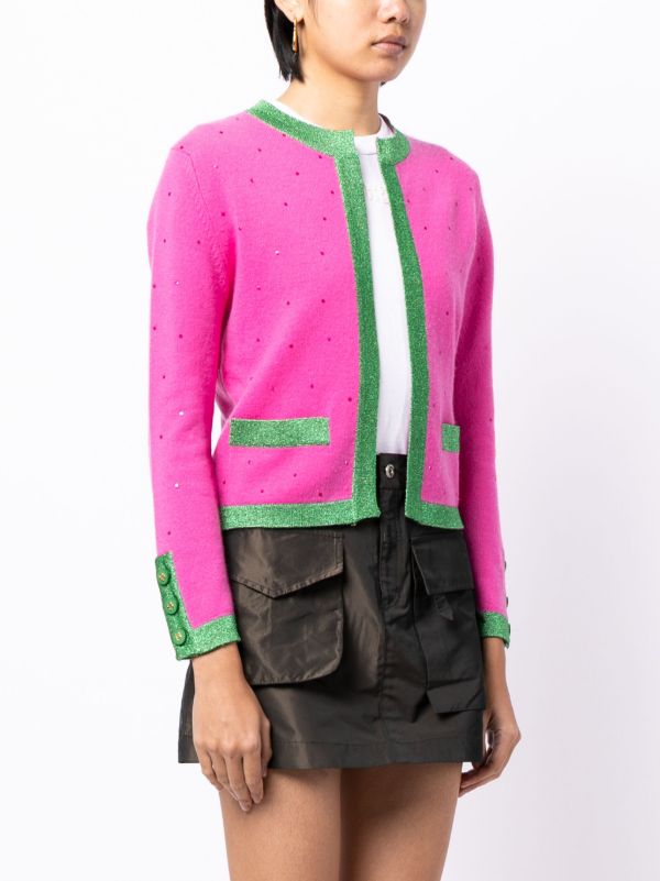 Chanel pink cardigan best sale