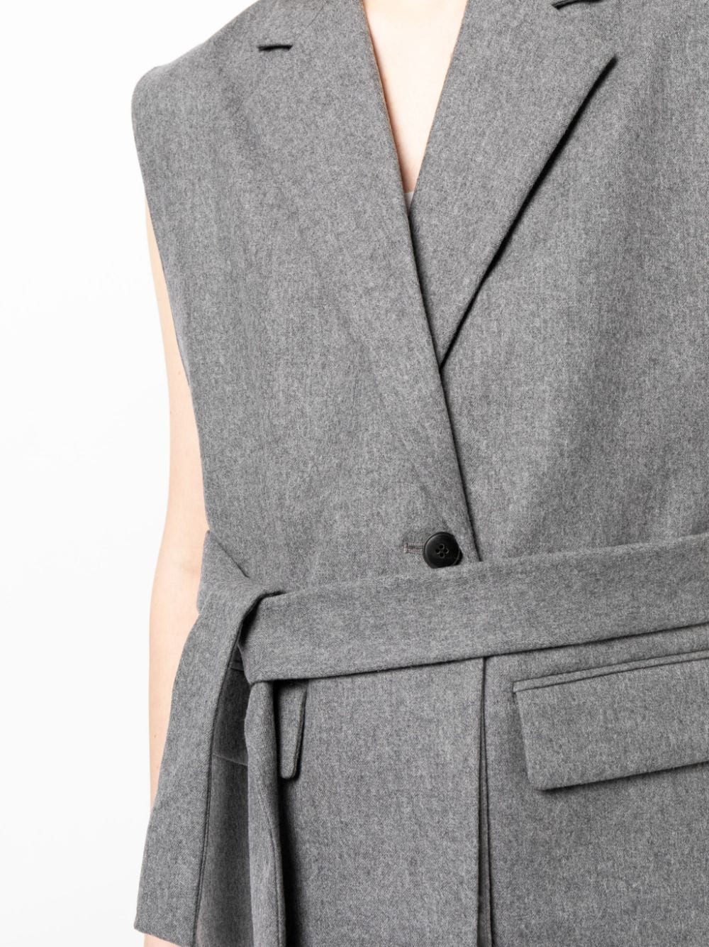 Shop Jnby Tied-waist Wool Vest In Grey