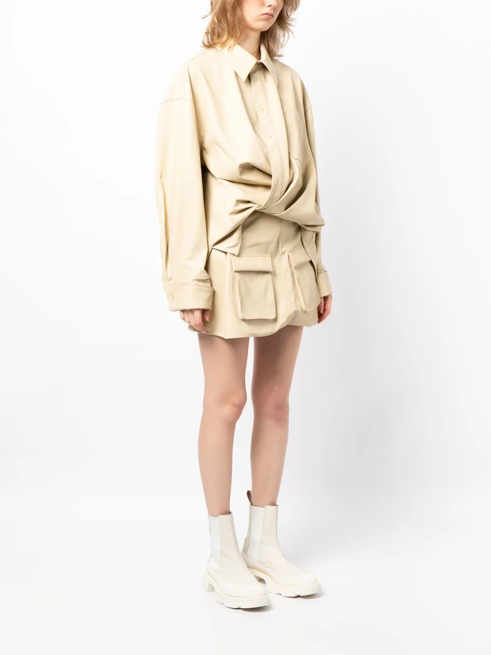 Gathered-Detail Panelled Shirtdress