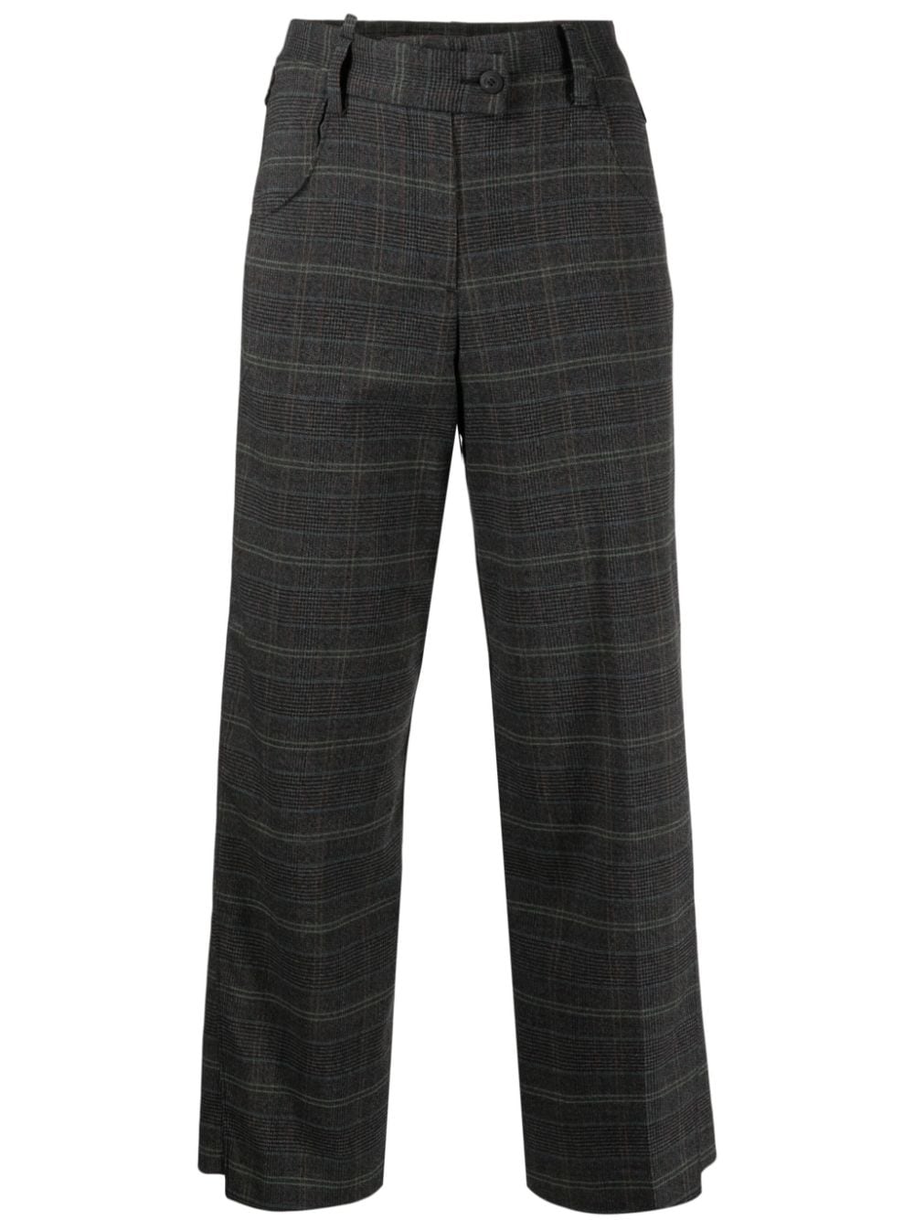 Jnby Plaid Cropped Trousers In Grey