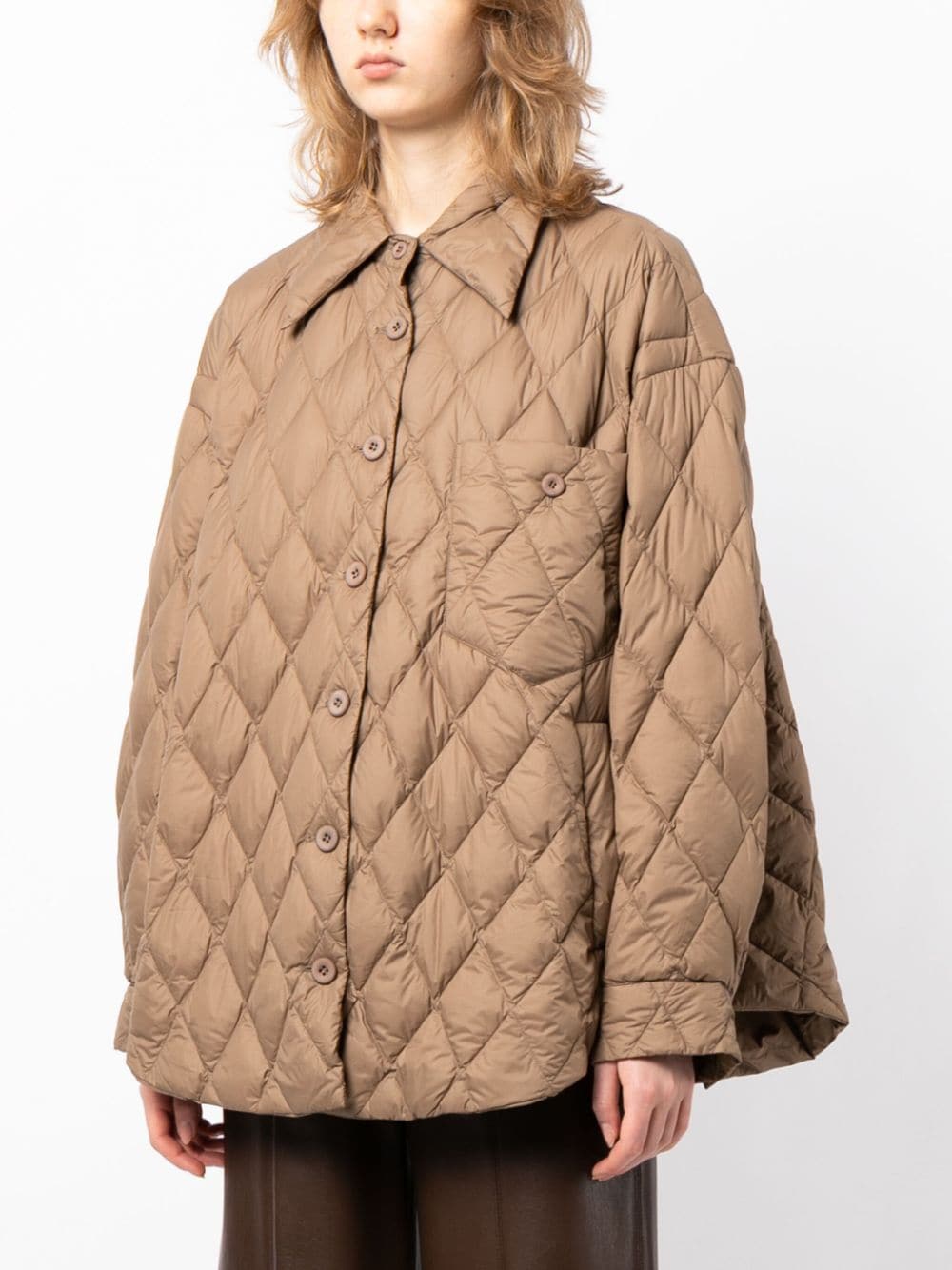 Shop Jnby Diamond-quilted Padded Jacket In Brown