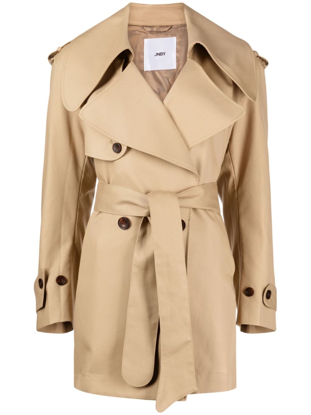 Jnby Belted Double-breasted Trench Coat In Brown