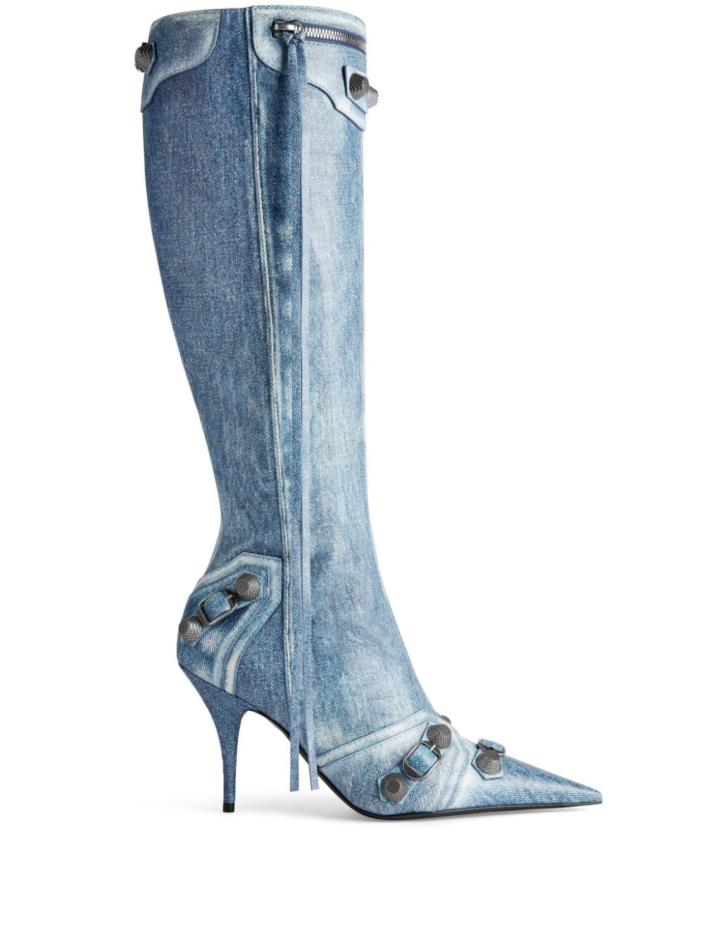 Balenciaga Cagole 90mm studded leather boots Blue