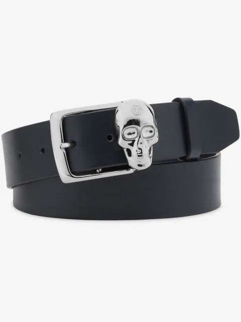 Philipp Plein skull-buckle leather belt