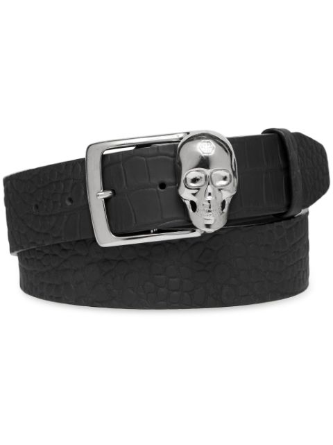 Philipp Plein skull-buckle leather belt Men