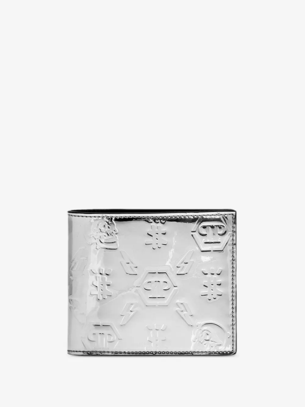 Philipp Plein monogram-embossed metallic wallet | Silver | Image 1