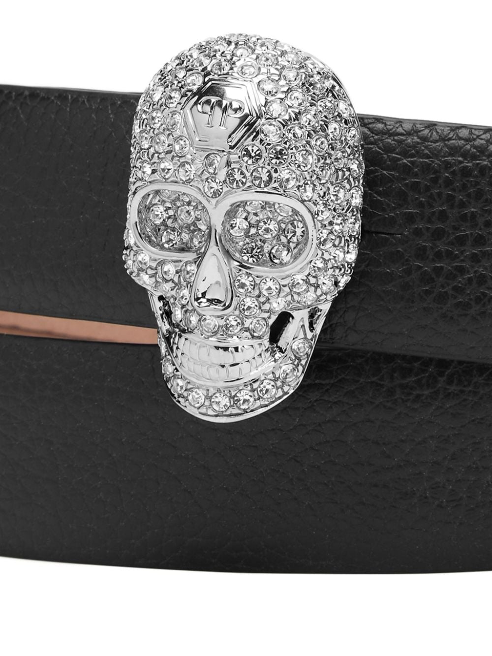 Shop Philipp Plein Skull Leather Belt In Black