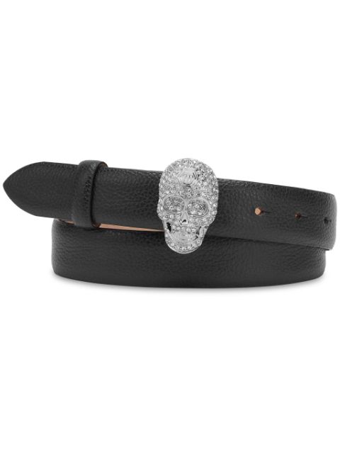 Philipp Plein Skull leather belt Women