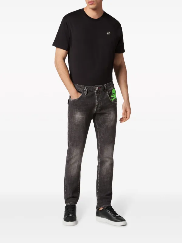 Philipp Plein Skull-print straight-leg Jeans | Black | FARFETCH ID