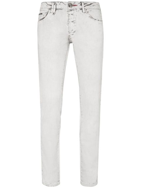 Philipp Plein skull-stamp washed skinny jeans Men