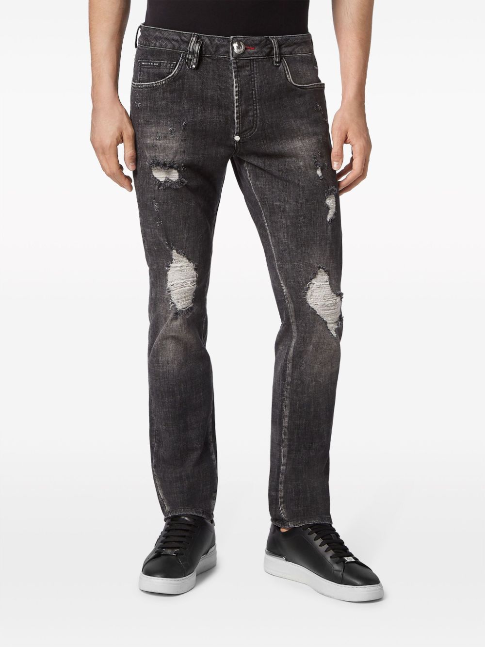 Philipp Plein Jeans met verfspatten Zwart
