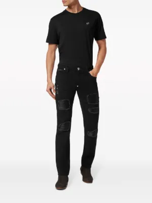 Jeans Philipp Plein Homme Noir à Paillettes - Taille 36/42, Coupe Droite, Occasion TB