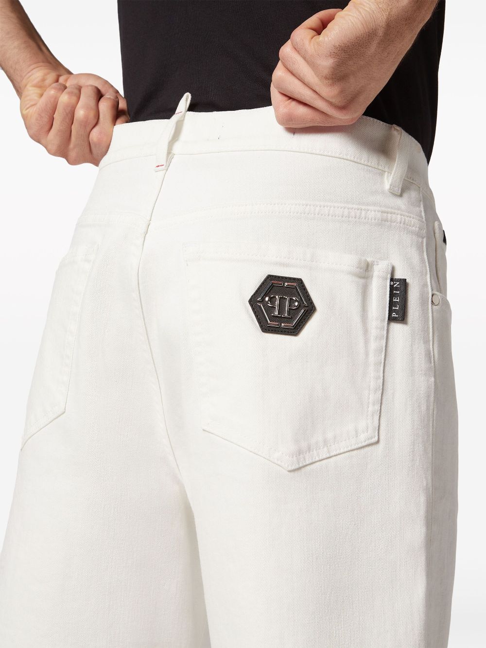 Philipp Plein logo-plaque denim shorts Men