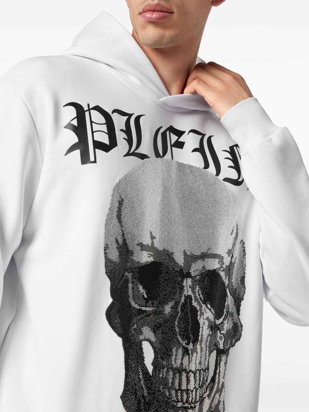 Philipp Plein Hoodie verfraaid met kristallen Wit