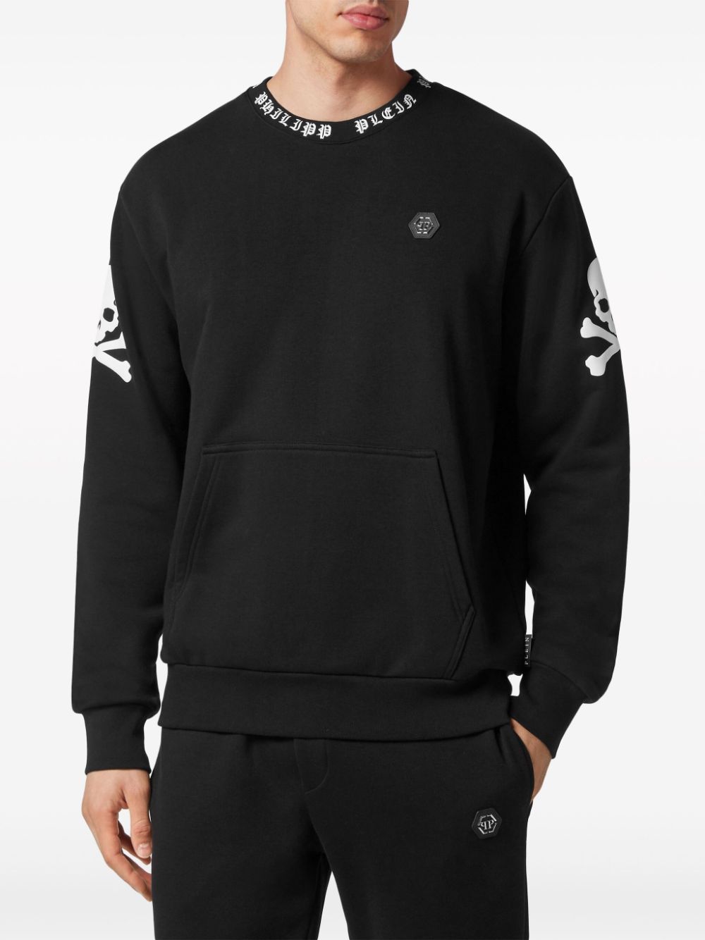 Shop Philipp Plein Skull&bones Crew-neck Sweatshirt In Black