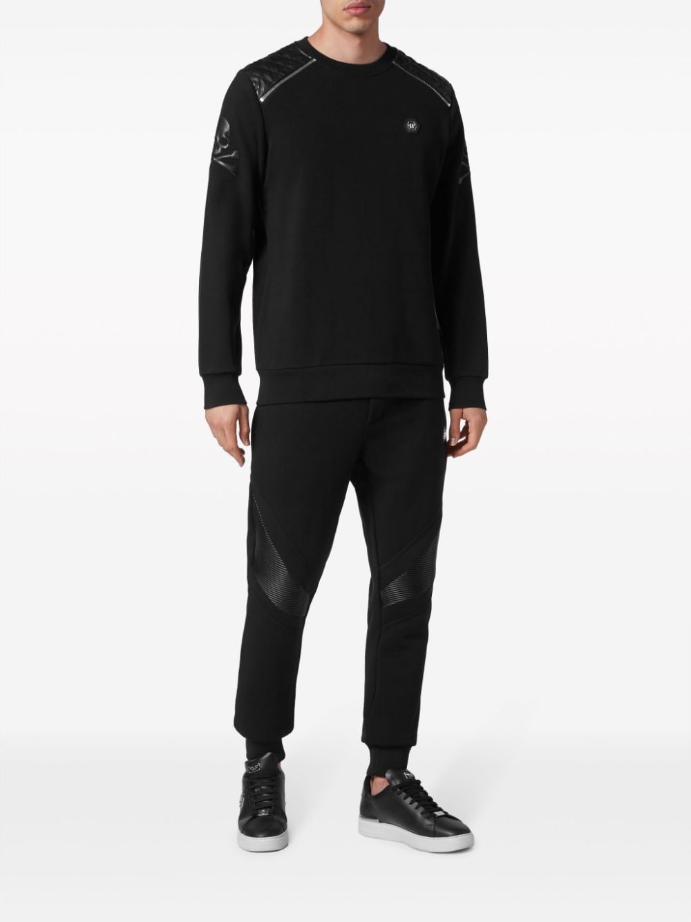 Philipp Plein Sweater met logopatch en vlakken Zwart