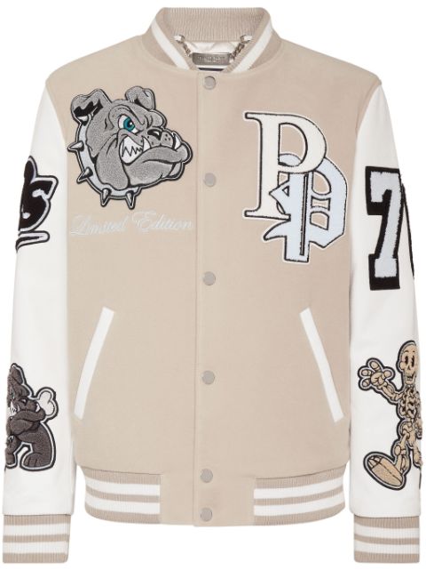 Philipp Plein Bulldog-patch bomber jacket Men