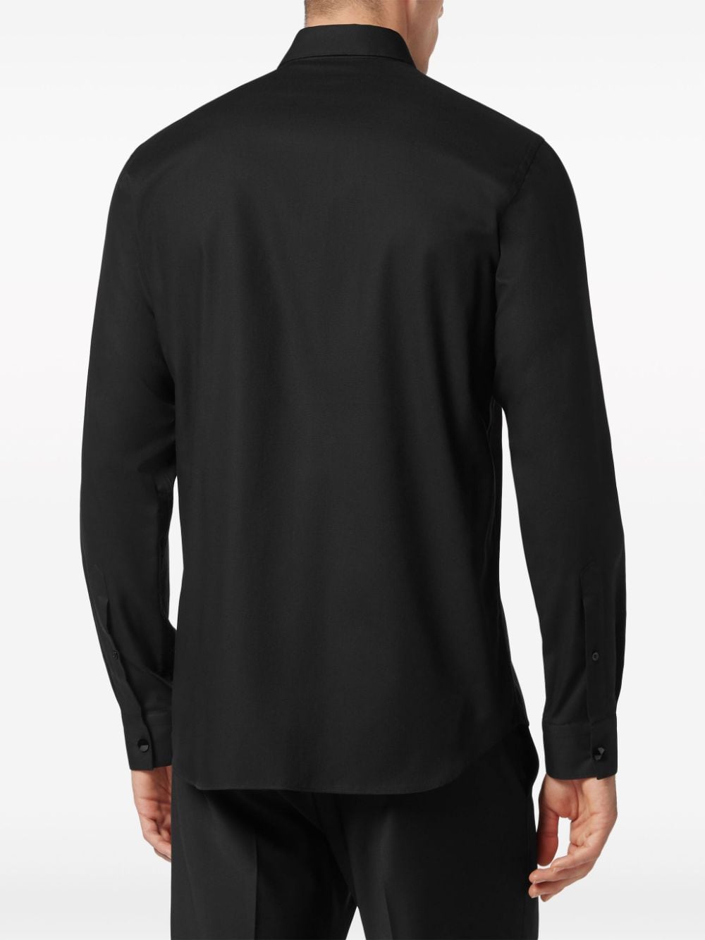 Shop Philipp Plein Skull-embroidered Cotton Tuxedo Shirt In Black