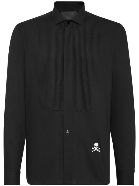 Philipp Plein skull-embroidered cotton tuxedo shirt Men