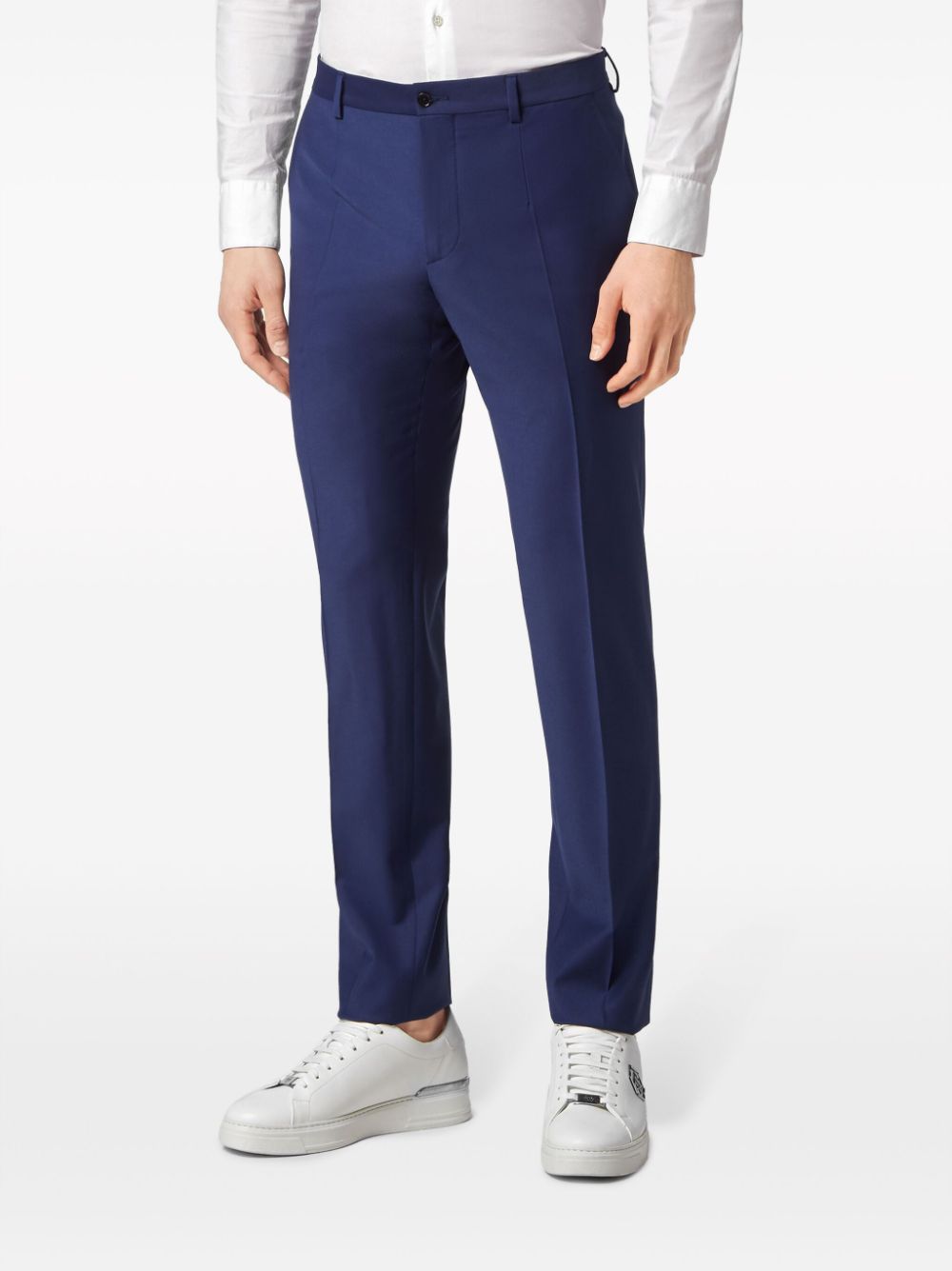 Shop Philipp Plein Pressed-crease Tailored Trousers In Blue