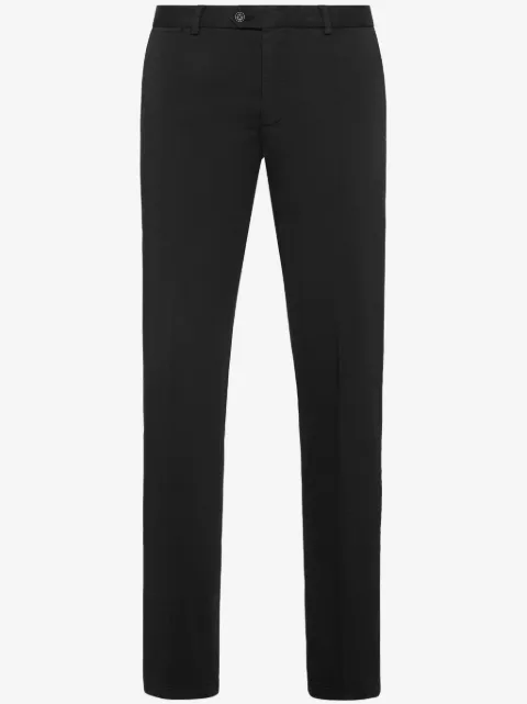Philipp Plein logo-patch cotton-blend chinos