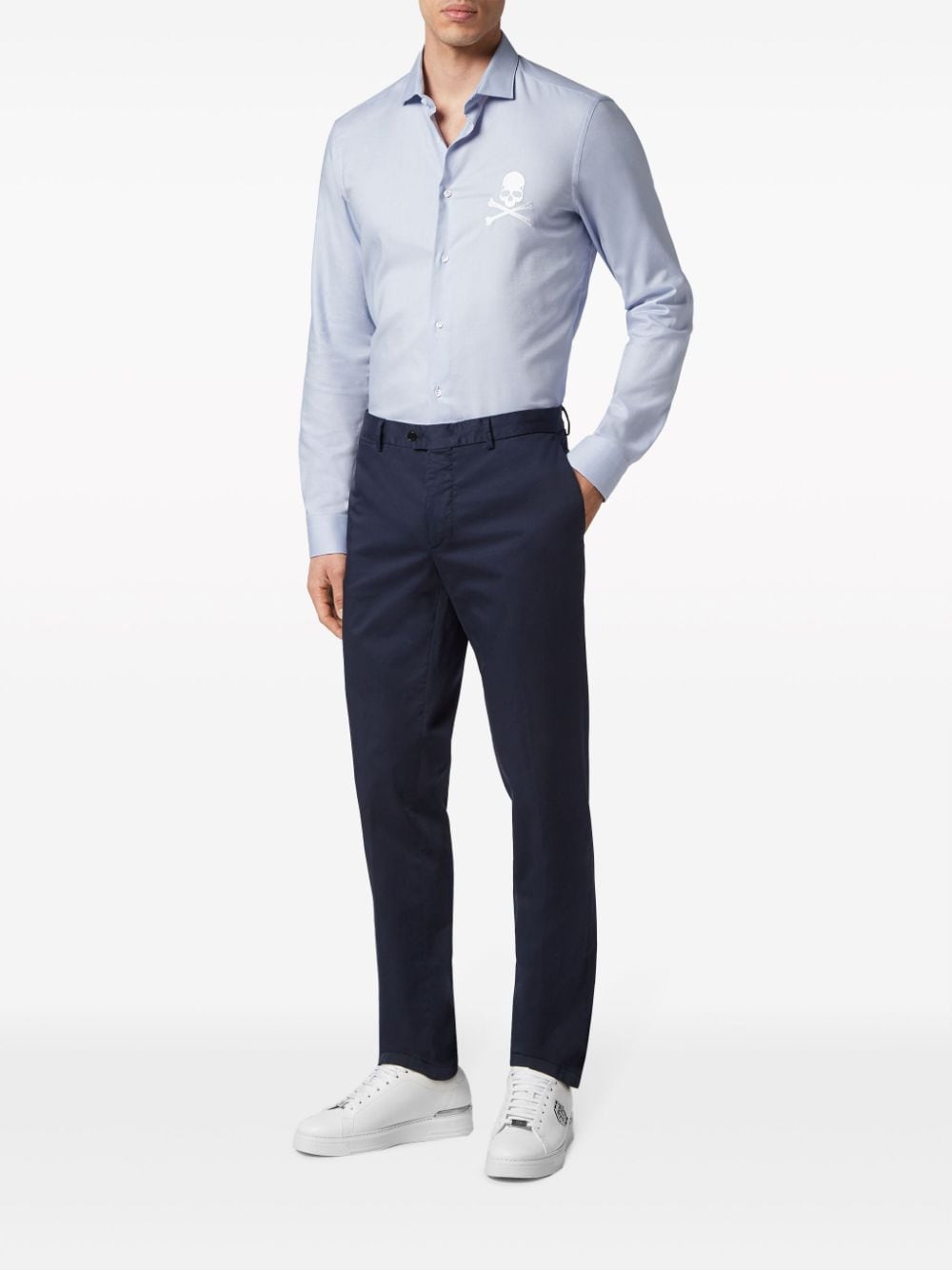 Shop Philipp Plein Mid-rise Slim-fit Chinos In Blue
