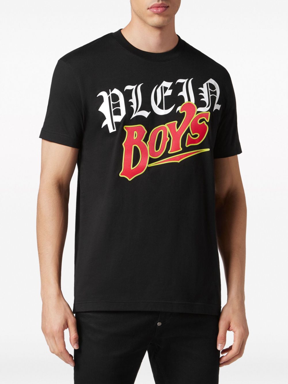 Shop Philipp Plein Slogan-print Cotton T-shirt In Black