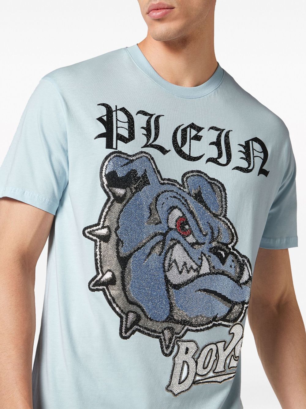 Shop Philipp Plein Bulldogs-print Cotton T-shirt In Blue