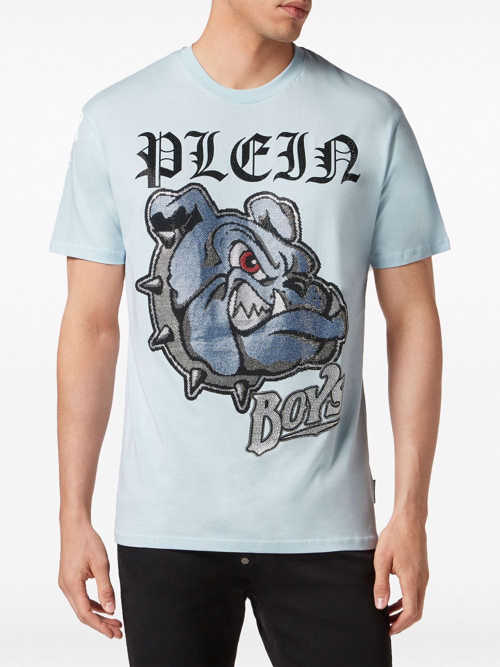 Shop Philipp Plein Bulldogs-print Cotton T-shirt In Blue