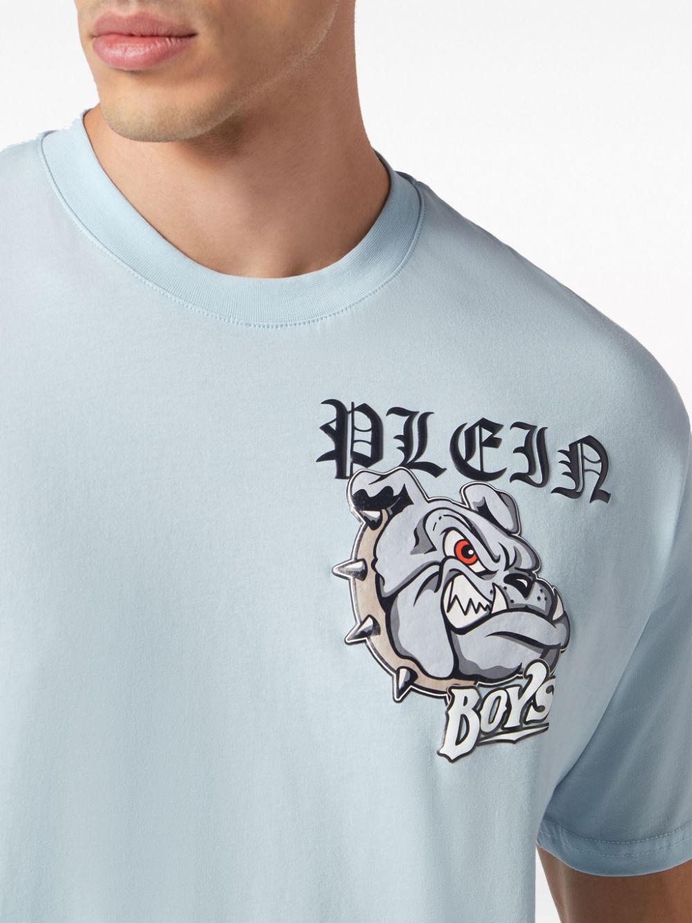 Shop Philipp Plein Bulldogs Cotton T-shirt In Blue