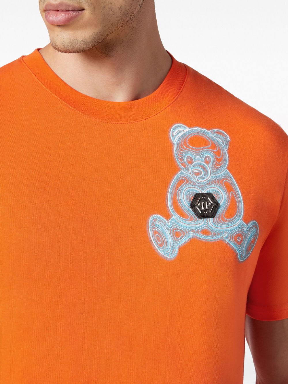 Shop Philipp Plein Teddy Bear-print Cotton T-shirt In Orange