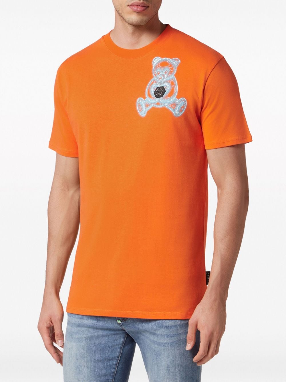 Shop Philipp Plein Teddy Bear-print Cotton T-shirt In Orange