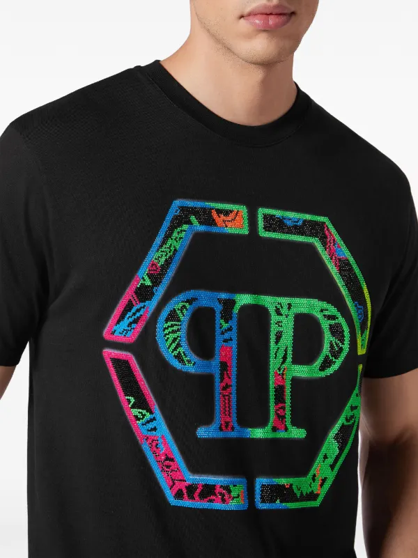 PHILIPP PLEIN ロコ エンヘリッシュト クルネック Tシャツ Philipp Plein logo-embellished Cotton T-shirt | Black | FARFETCH