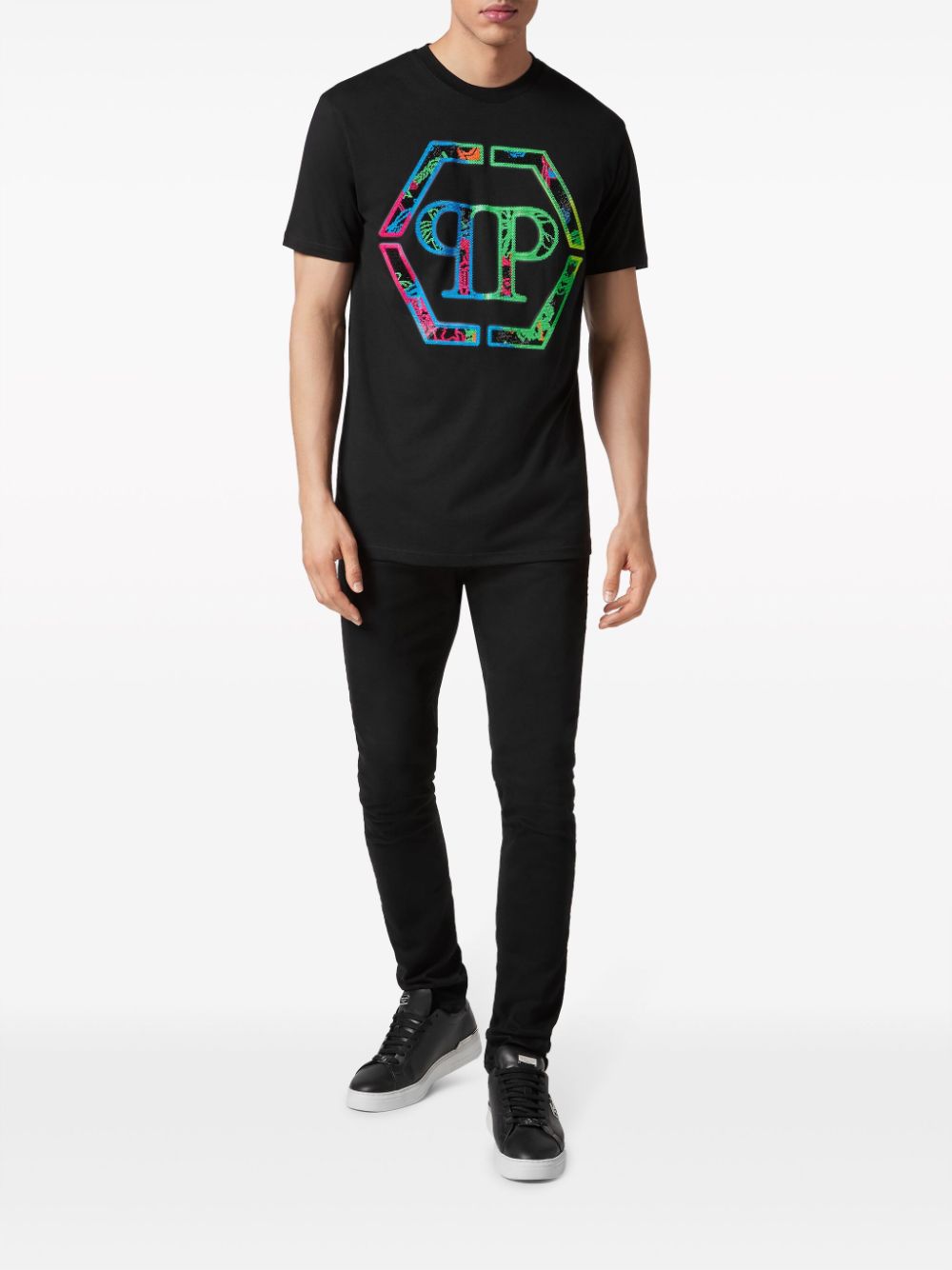 Philipp Plein logo-embellished cotton T-shirt - Zwart
