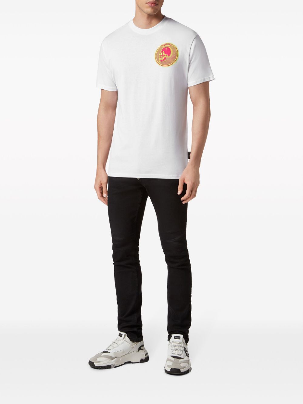 Shop Philipp Plein Logo-patch Cotton T-shirt In White