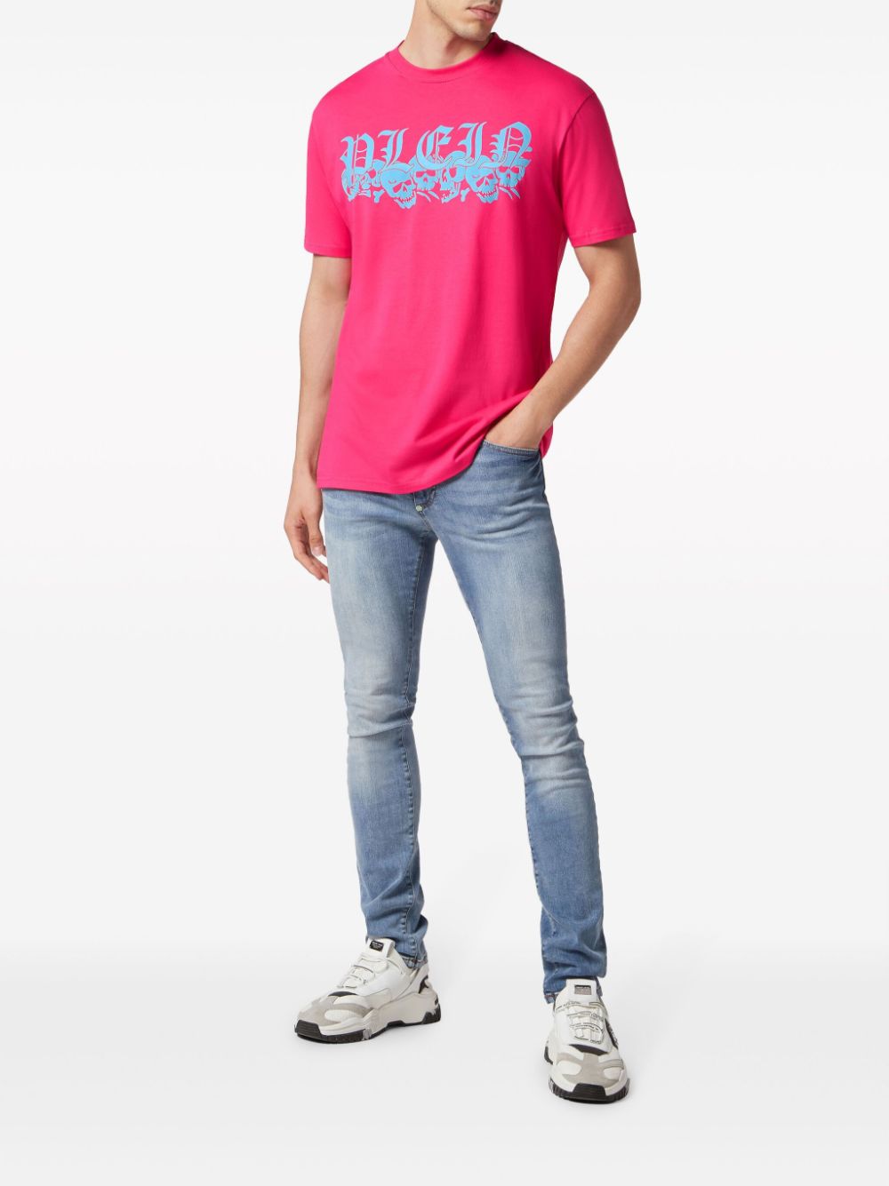 Shop Philipp Plein Logo-print Cotton T-shirt In Rosa