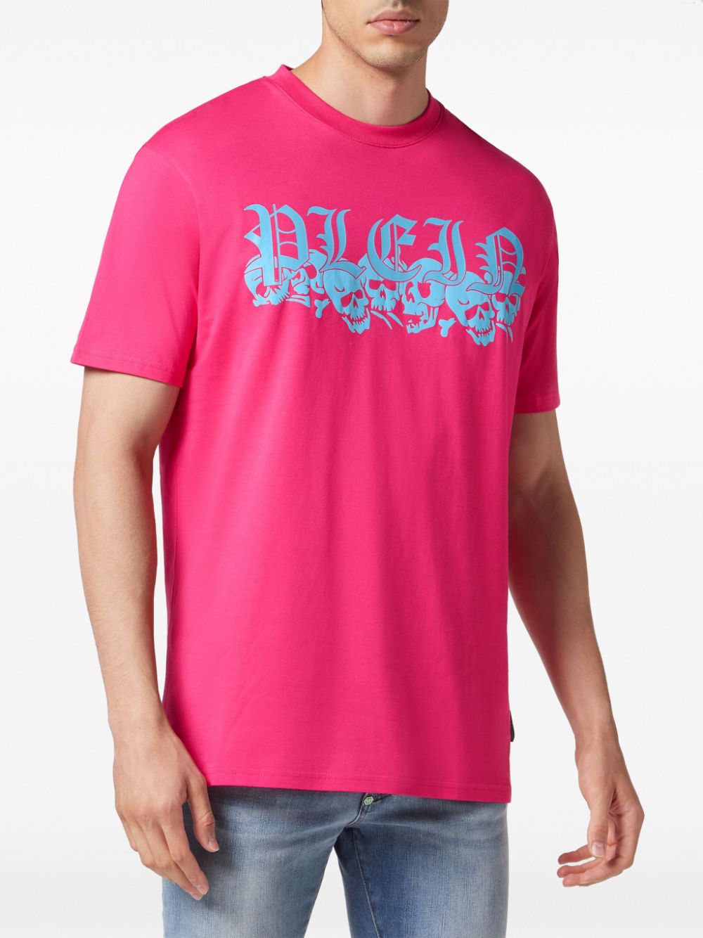 Shop Philipp Plein Logo-print Cotton T-shirt In Rosa