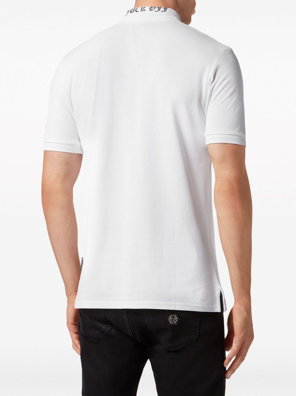 Shop Philipp Plein Skull-print Cotton Polo Shirt In White