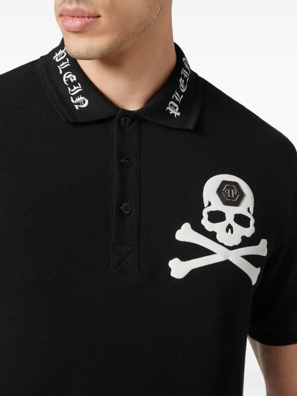 Philipp Plein skull-print Cotton Polo Shirt | Black | FARFETCH