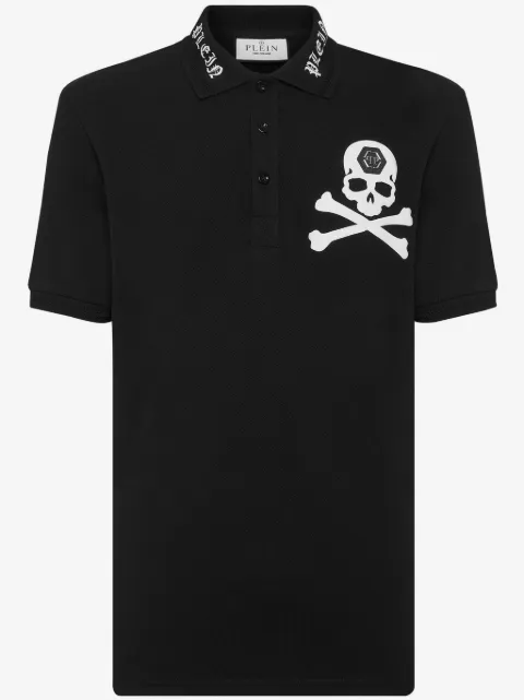 Philipp Plein skull-print cotton polo shirt