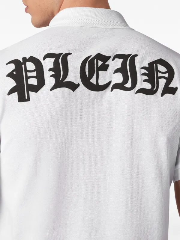 Tシャツ・カットソー PHILIPP PLEIN Men Polo Shirts FADC MTK7349 PJY002N01 WHITE Philipp Plein logo-print Cotton Polo Shirt | White | FARFETCH