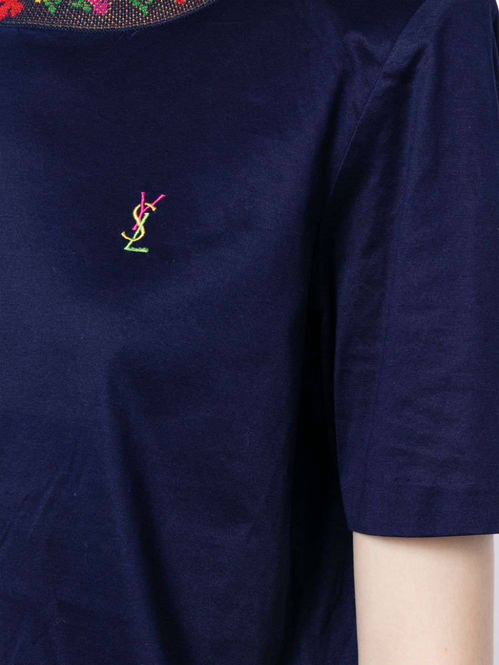 Pre-owned Saint Laurent 1990-2000 Padded Shoulders Logo T-shirt In Blue