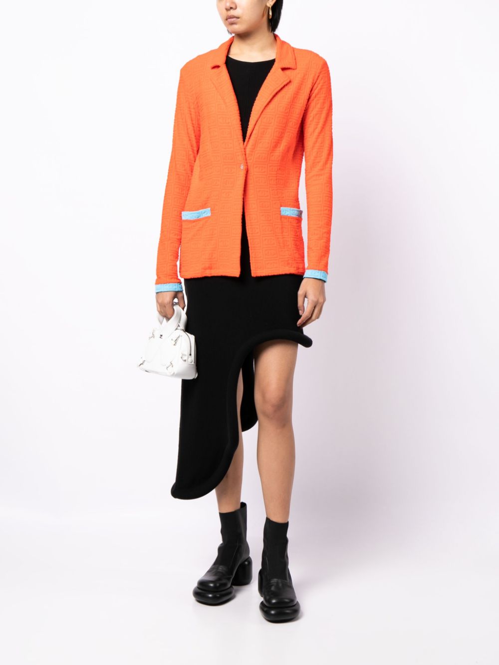 Pre-owned Chanel 2002 Cc Terry-cloth Blazer In Orange