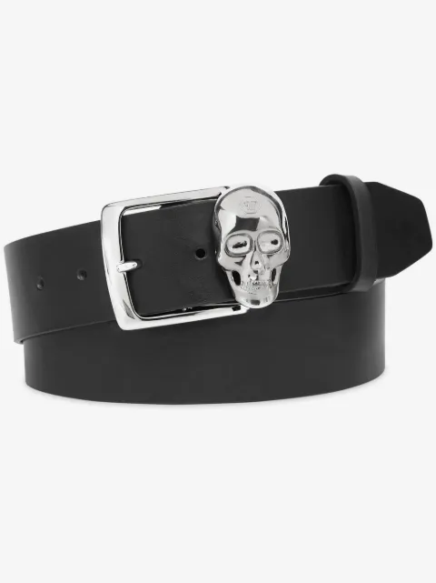 Philipp Plein skull-buckle leather belt