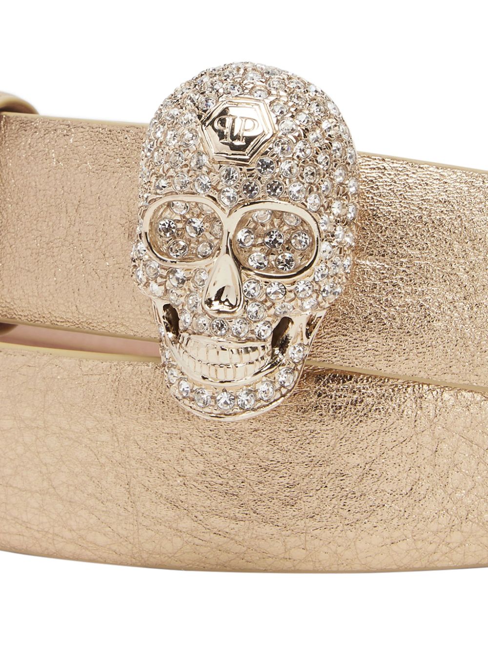 Philipp Plein Skull metallic leather belt Women