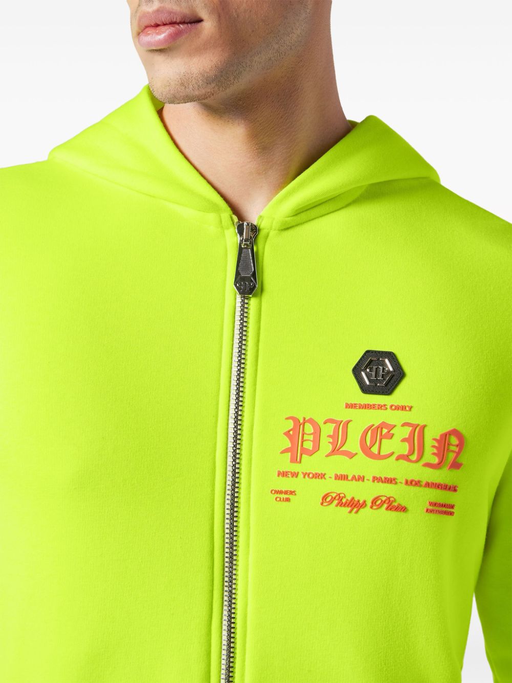 Shop Philipp Plein Logo-print Zipped Hoodie In Yellow