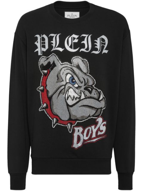 Philipp Plein rhinestone-embellished graphic-print cotton sweatshirt Men