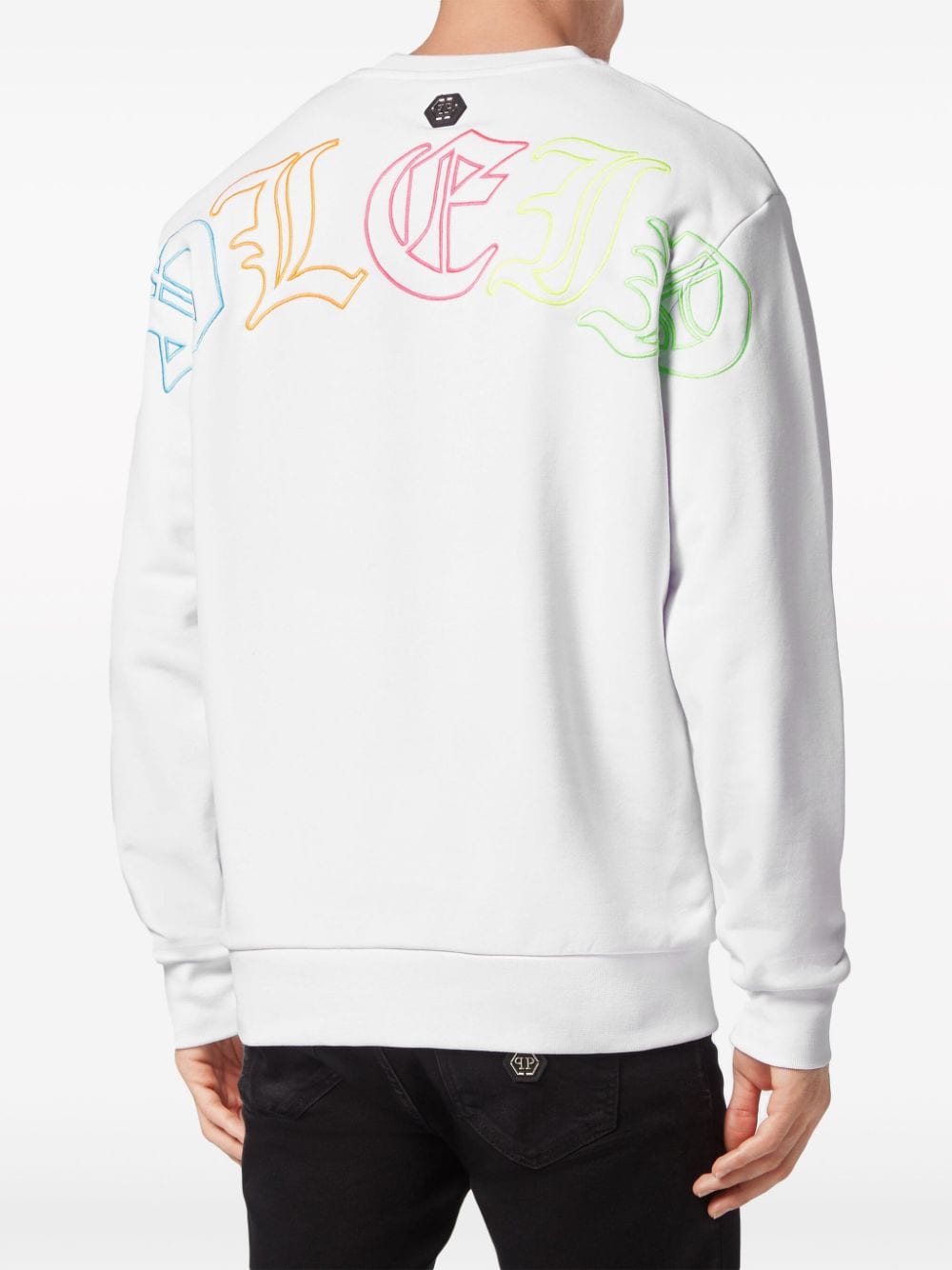 Shop Philipp Plein Logo-embroidered Drop-shoulder Sweatshirt In White