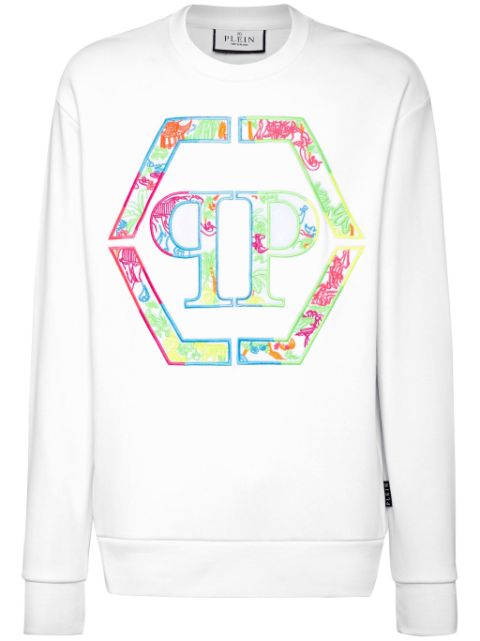 Philipp Plein logo-embroidered drop-shoulder sweatshirt Men