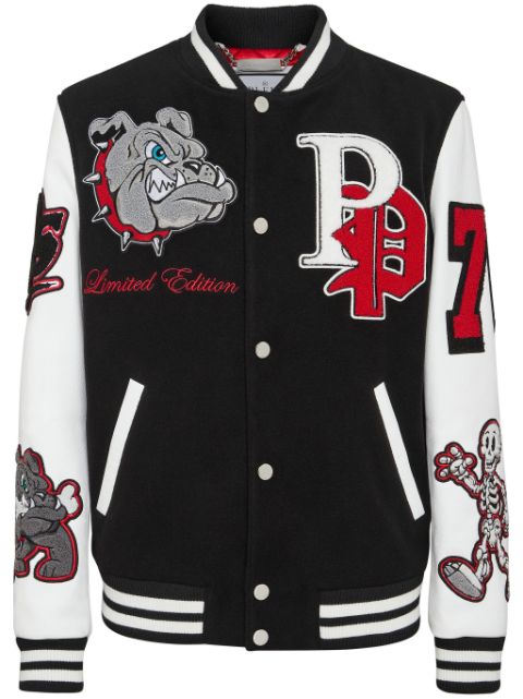 Philipp Plein Bulldog-patch bomber jacket Men